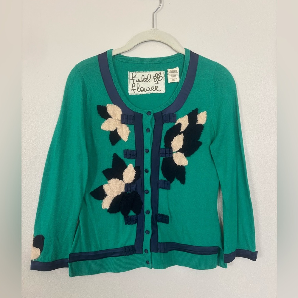 Anthropologie Teal Cardigan Sweater